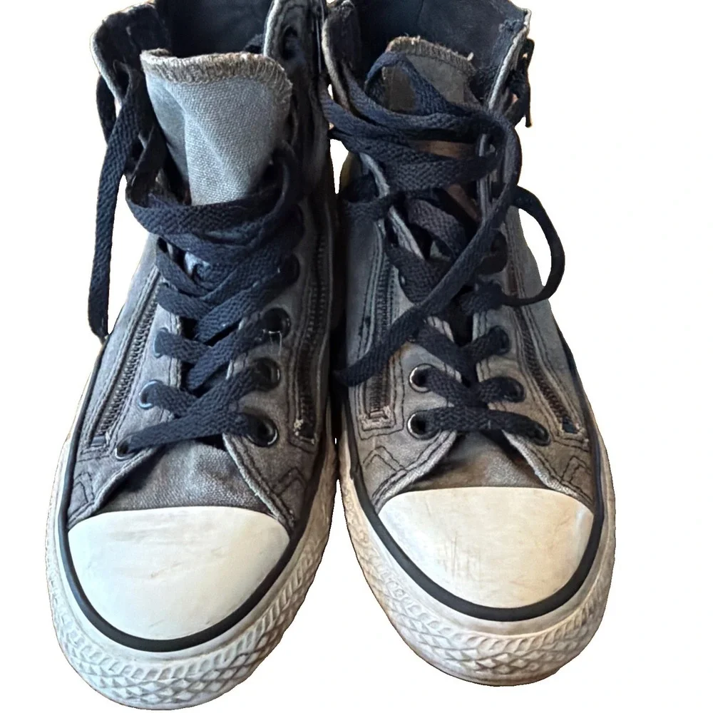 VTG, Converse,M 7.5 W 9.5,Grey,Chuck Taylor Double Zip High Top Sneakers,